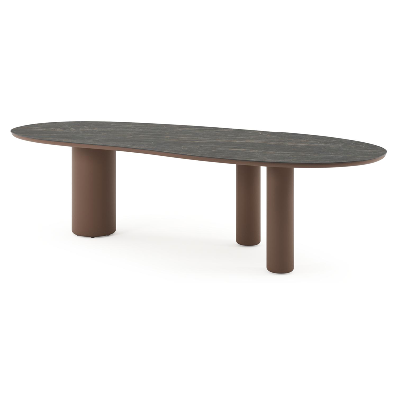 Table de jardin Amico organique en taupe aluminium et céramique pleine Black Obsession - Lg. 280 x Lrg. 120 x Haut. 73.5 cm