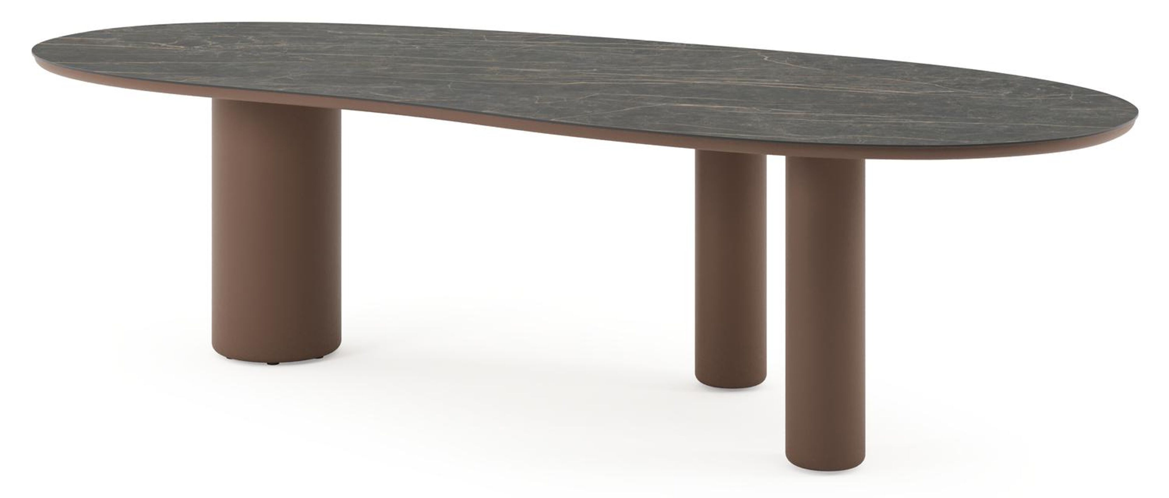 Table de jardin Amico organique en taupe aluminium et céramique pleine Black Obsession - Lg. 280 x Lrg. 120 x Haut. 73.5 cm