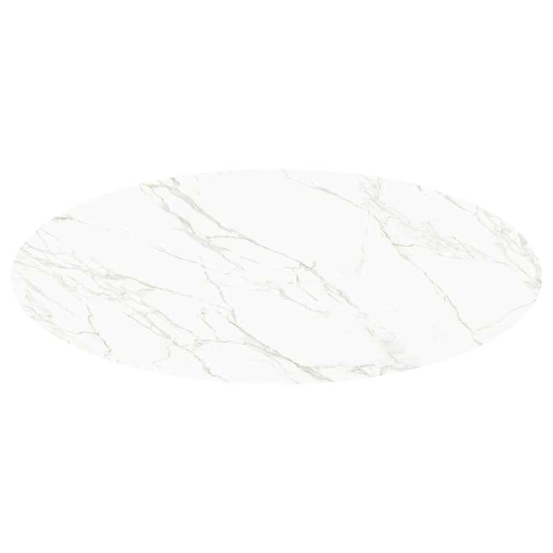 Table de jardin Amico oval en aluminium blanc et céramique pleine Calacatta - Lg. 320 x Lrg. 130 x Haut. 74 cm