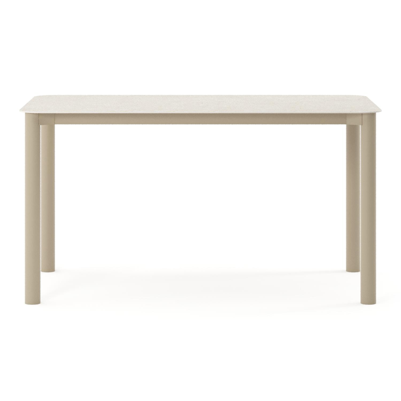 Orso tuintafel rechthoekig afgerond in beige aluminium en volkeramiek Shilin - L 140 x B 80 x H 74.5 cm