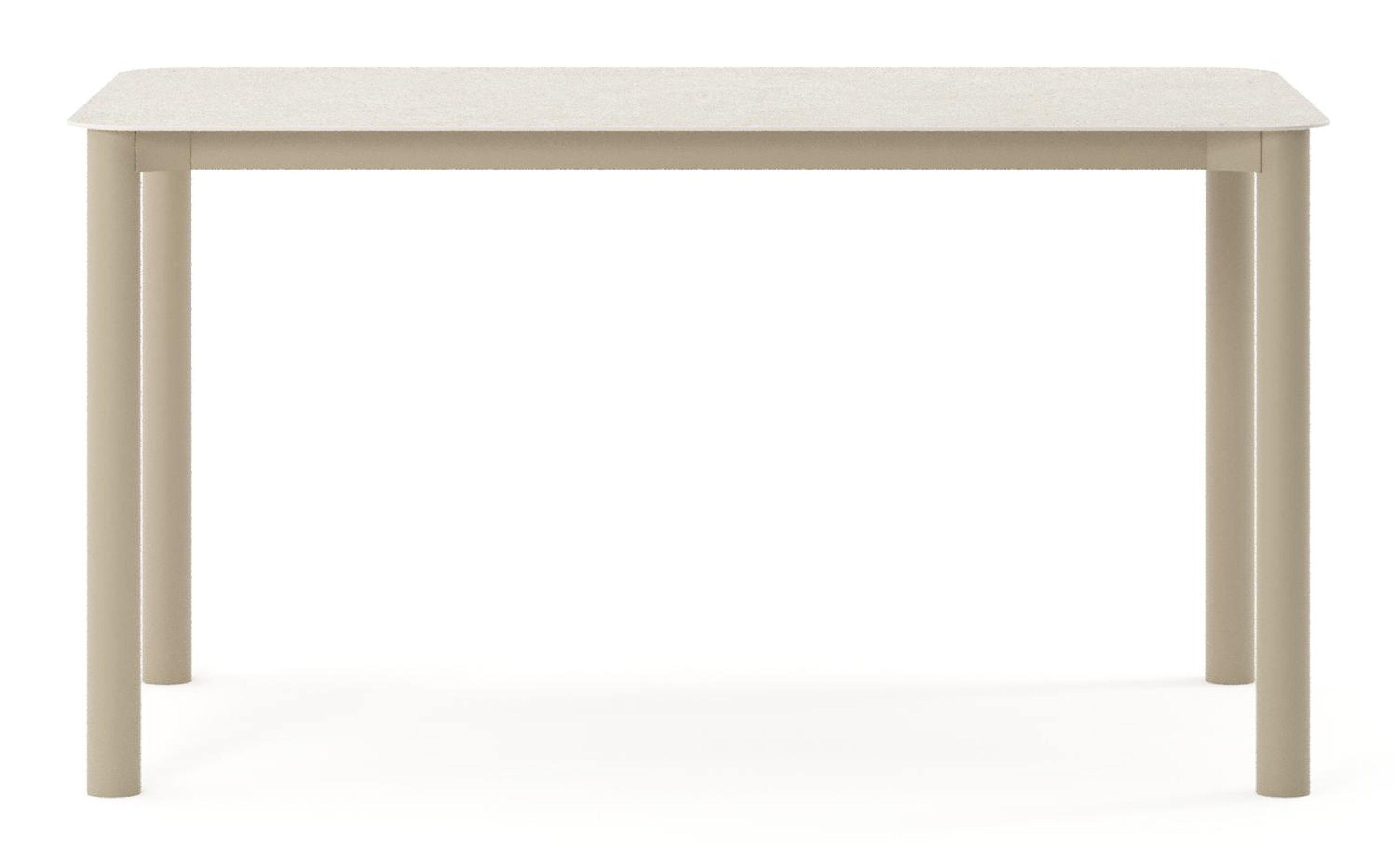 Table de jardin Orso rectangulaire arrondi en aluminium beige et céramique pleine Shilin - Lg. 140 x Lrg. 80 x Haut. 75 cm