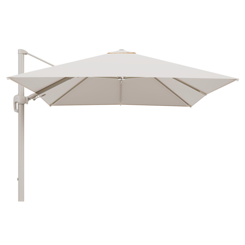 Rufina zweefparasol tiltfunctie in beige aluminium en parasoldoek in All Weather Sunbrella® Luxe Natte Linen Chalk  - L1 300 x L2 300 cm (zonder voet) (zonder voet)