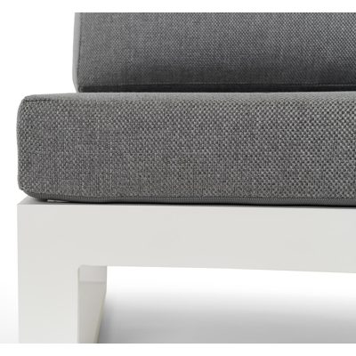 Fauteuil de jardin Rosarno pièce intermédiaire en aluminium blanc avec coussin en weather+ softtouch gris