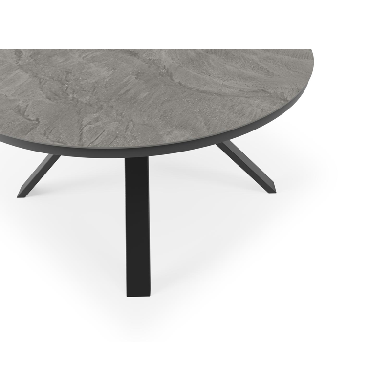 Table de jardin Cesano en aluminium noir et céramique pleine aspen grey - Dia. 148 x H 74,5 cm