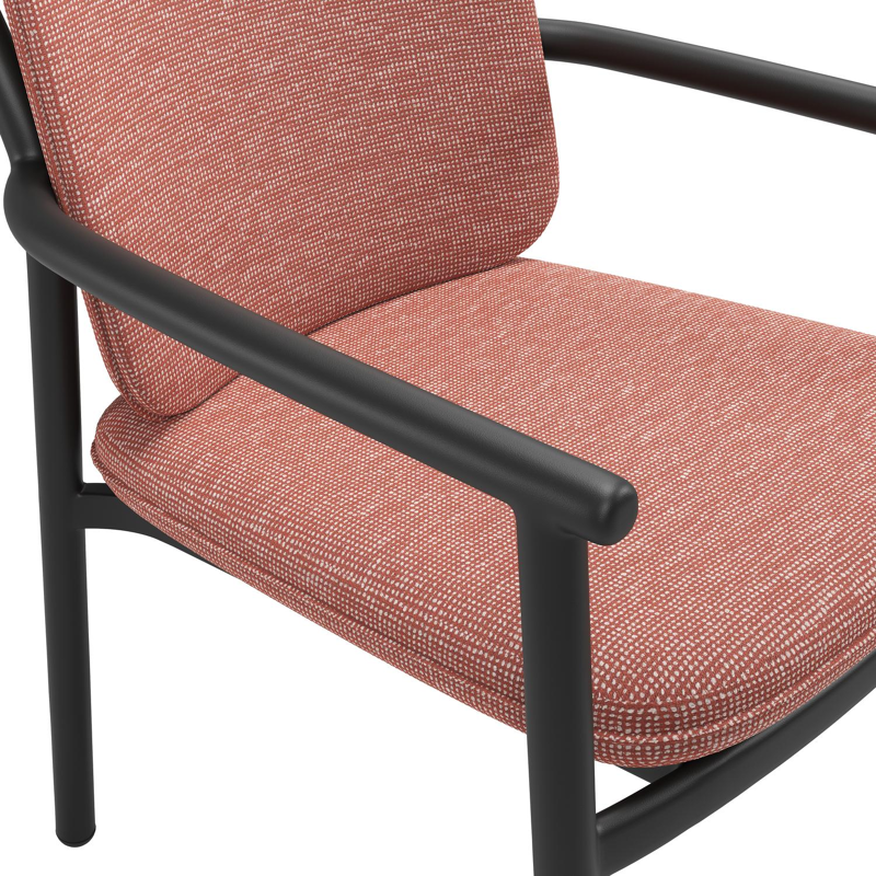 Bono stapelbare tuinstoel in zwart aluminium met stoelkussen in All Weather Sunbrella® Luxe Slow Alezan