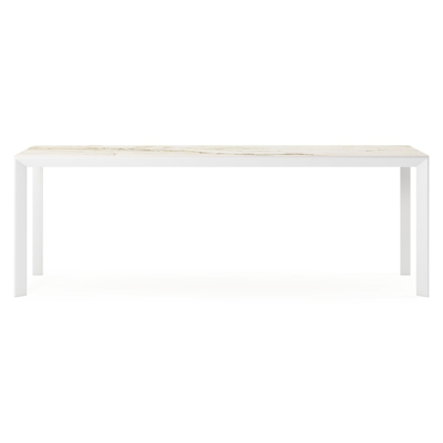 Malito tuintafel rechthoekig in wit aluminium en volkeramiek colorado dunes - L 220 x B 70 x H 75 cm