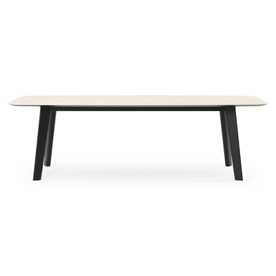 Lacrima tuintafel bootvorm in zwart aluminium en volkeramiek Retrostone - L 255 x B 115 x H 73 cm