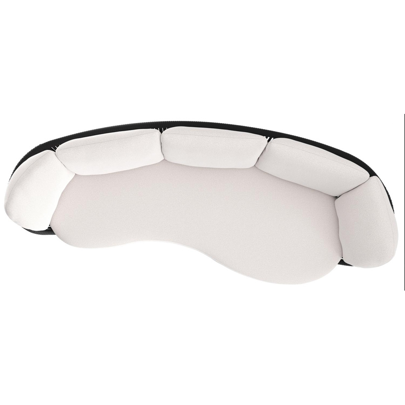 Lupino loungebank in zwart aluminium en zwart verticaal geweven luxe vlakke brede rope met ego eggshell all weather solica kussen