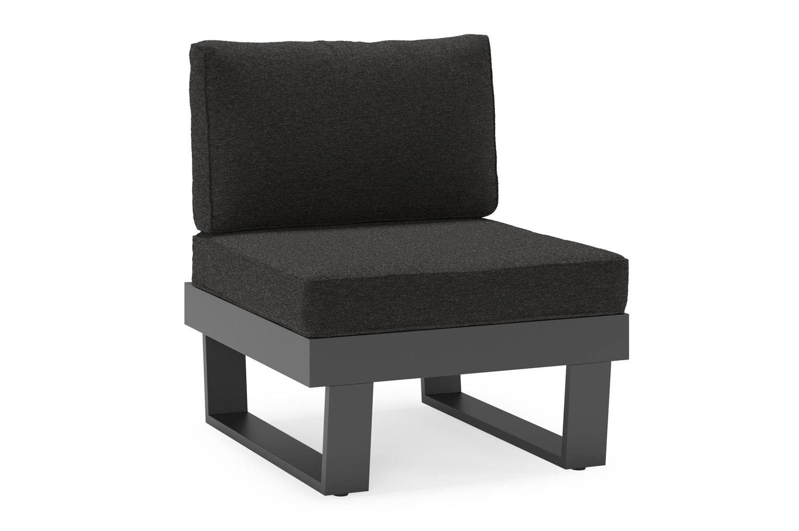 Alora loungestoel in zwart aluminium met zwart weather+ softtouch kussens