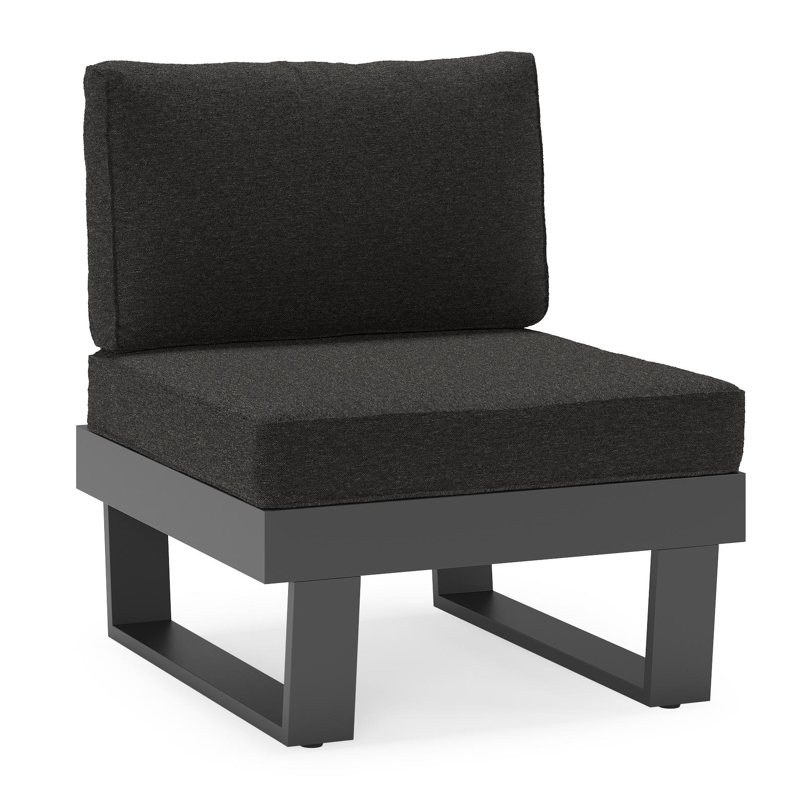 Alora loungestoel in zwart aluminium met zwart weather+ softtouch kussens