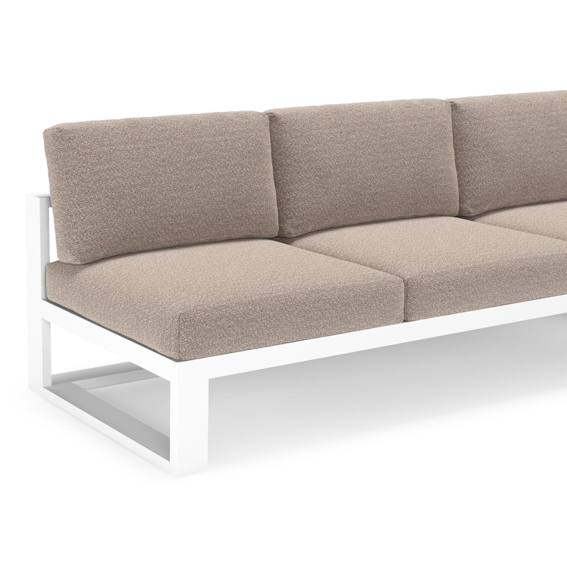 Verato loungehoek in wit aluminium met wander manioc all weather sunbrella® luxe kussen