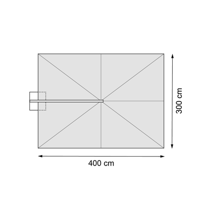 Minore zweefparasol met tiltfunctie in zwart aluminium met chartres drizzle all weather sunbrella® luxe parasoldoek - L1: 370 x L2: 280 cm (met voet)
