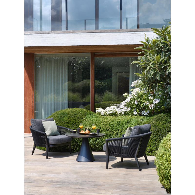 Fano low dining loungetafel in zwart aluminium en volkeramiek black obsession - Dia. 85 x H 55 cm