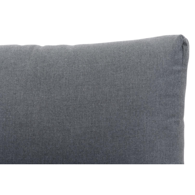 Salon de jardin d'angle Campelo en aluminium noir et polywood avec coussin en gris polyester et table basse