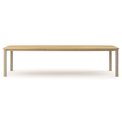 Orso tuintafel bootvorm in beige aluminium en teak - L 315 x B 115 x H 74.5 cm