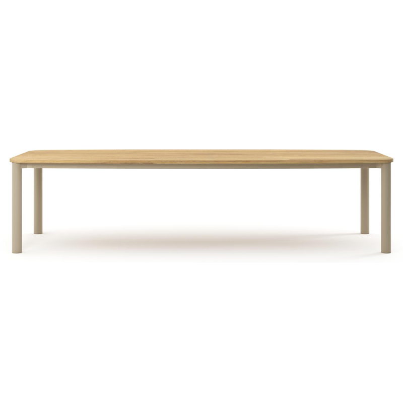 Orso tuintafel bootvorm in beige aluminium en teak - L 315 x B 115 x H 74.5 cm