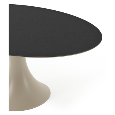 Table de jardin Fano ovale en aluminium beige et céramique pleine Nero Black - Lg. 180 x Lrg. 110 x Haut. 75 cm