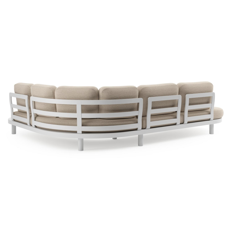 Salon de jardin d'angle Palma en aluminium blanc et coussins en weather+ softtouch rustic et table basse