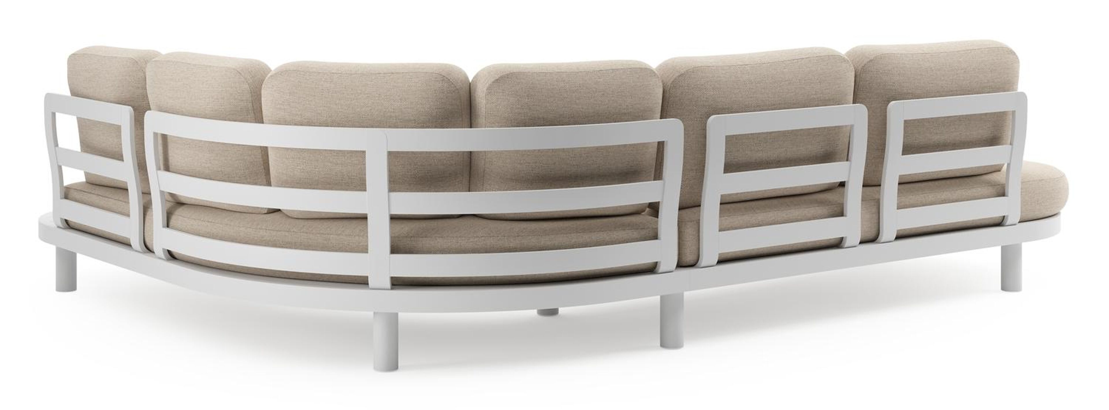 Salon de jardin d'angle Palma en aluminium blanc et coussins en weather+ softtouch rustic et table basse