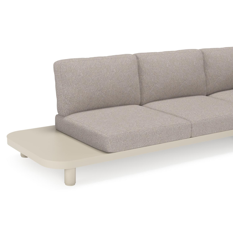 Donato loungehoek in beige aluminium met tundra charcoal all weather sunbrella® luxe kussen