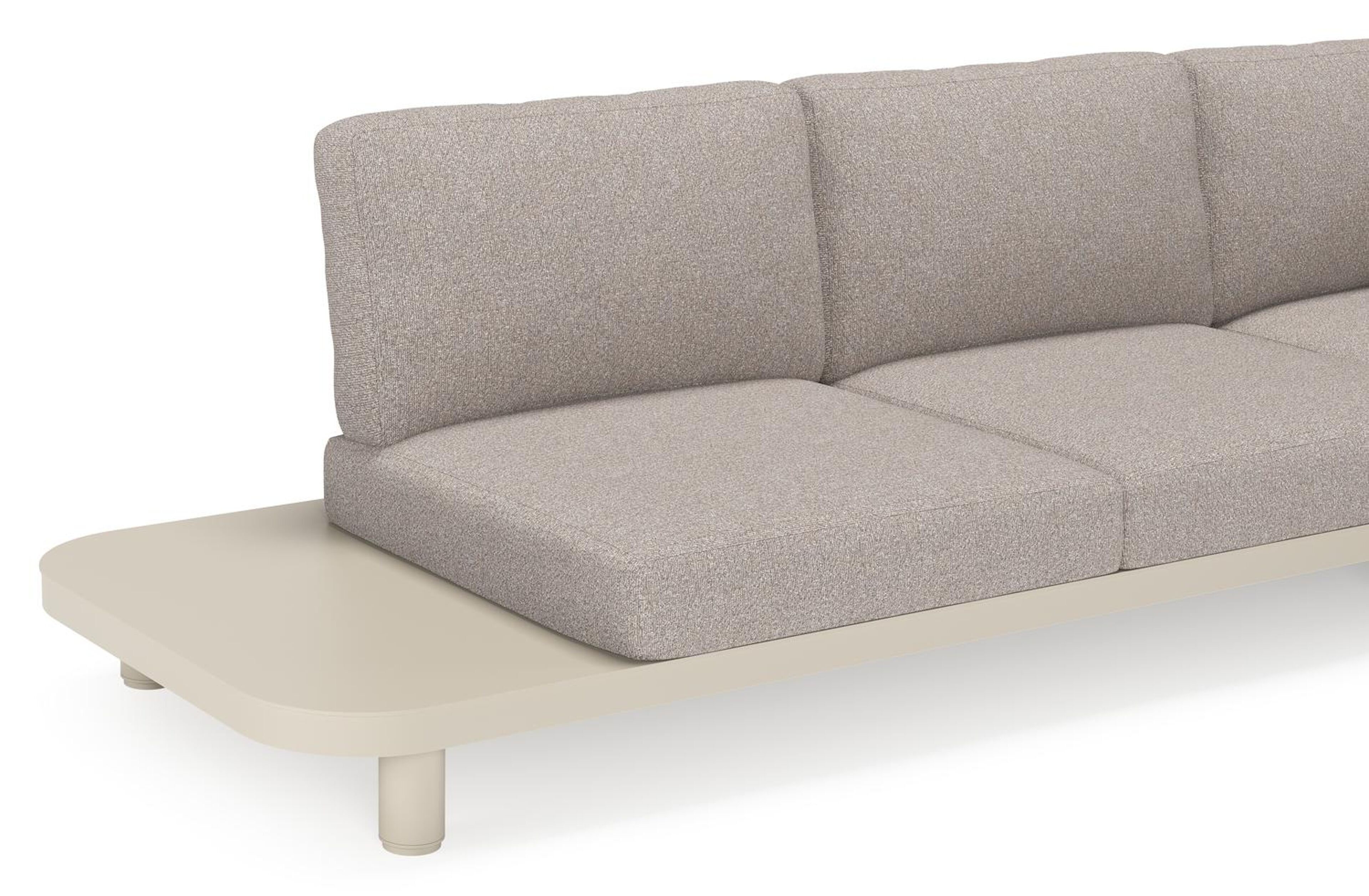 Salon de jardin d'angle Donato en aluminium beige et coussins en all weather sunbrella® luxe tundra charcoal