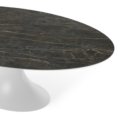 Fano tuintafel ovaal in wit aluminium en volkeramiek Black Obsession - L 240 x B 135 x H 75 cm