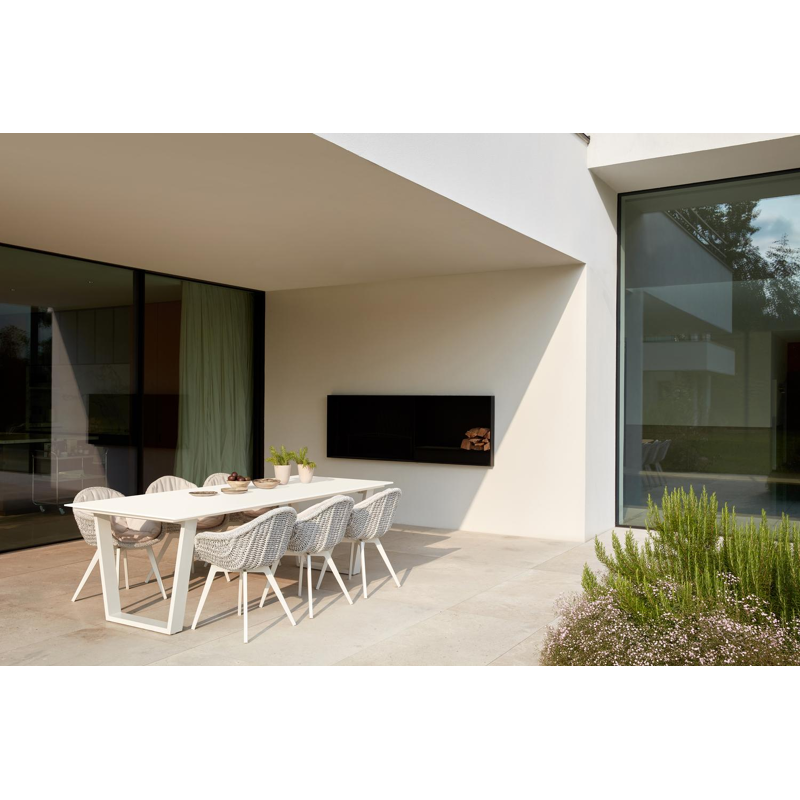 Pagino tuinstoel in wit aluminium en wit wicker