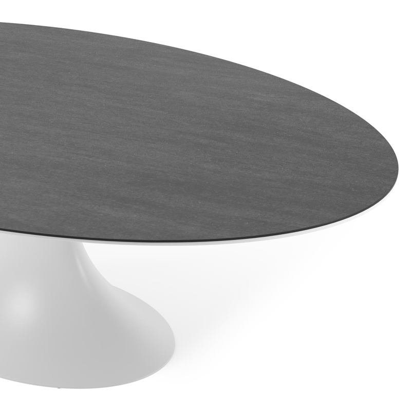 Fano tuintafel ovaal in wit aluminium en volkeramiek Basalt Black - L 240 x B 135 x H 75 cm