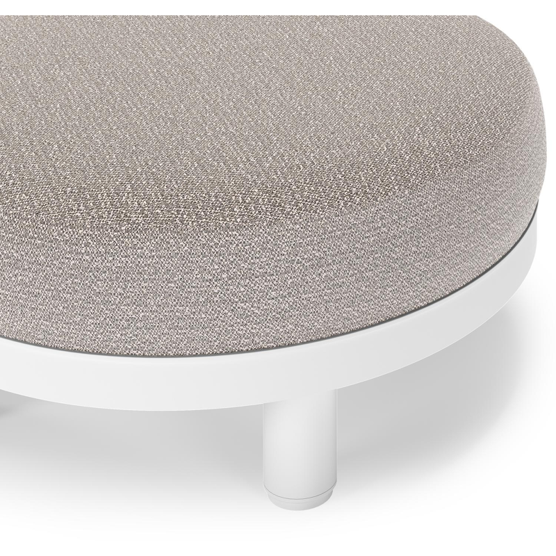 Salon de jardin pouf Donato en aluminium blanc et coussins en all Weather Sunbrella® Luxe Wander Granite