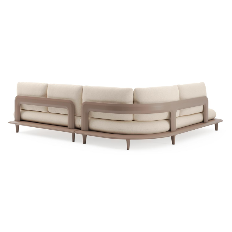Bomero loungehoek in taupe aluminium met heritage papyrus all weather sunbrella® luxe kussen