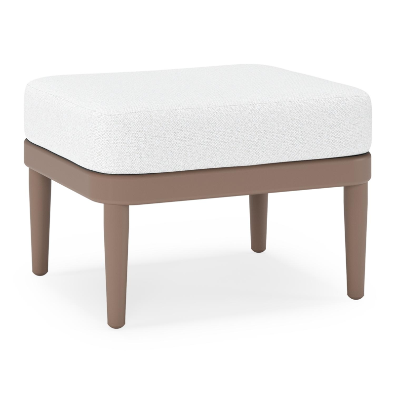 Orso poef in taupe aluminium met Ego Birch all weather solica kussen