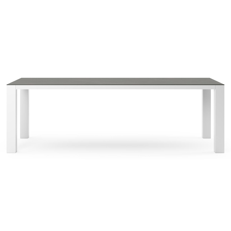 Nano tuintafel rechthoekig in wit aluminium en volkeramiek Calatorao - L 240 x B 100 x H 75 cm