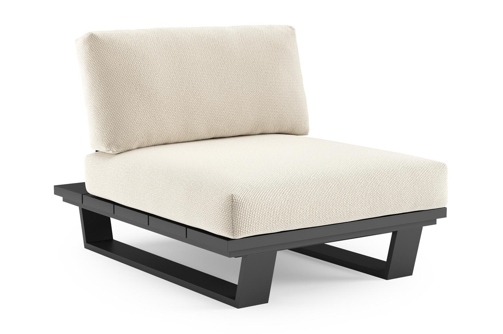 Pagino loungestoel in zwart aluminium met althea off white all weather cosytica kussen