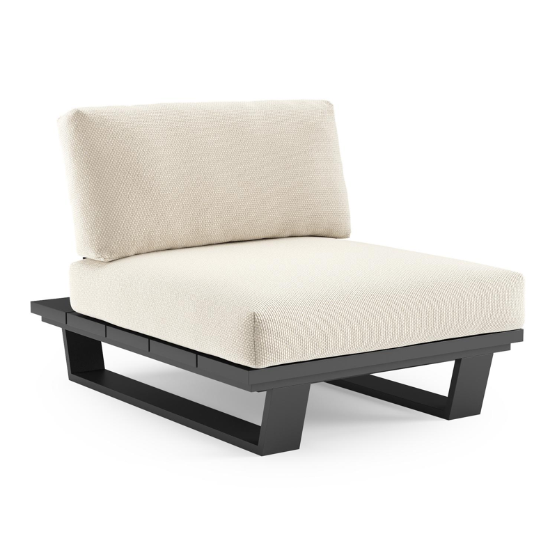 Pagino loungestoel in zwart aluminium met althea off white all weather cosytica kussen