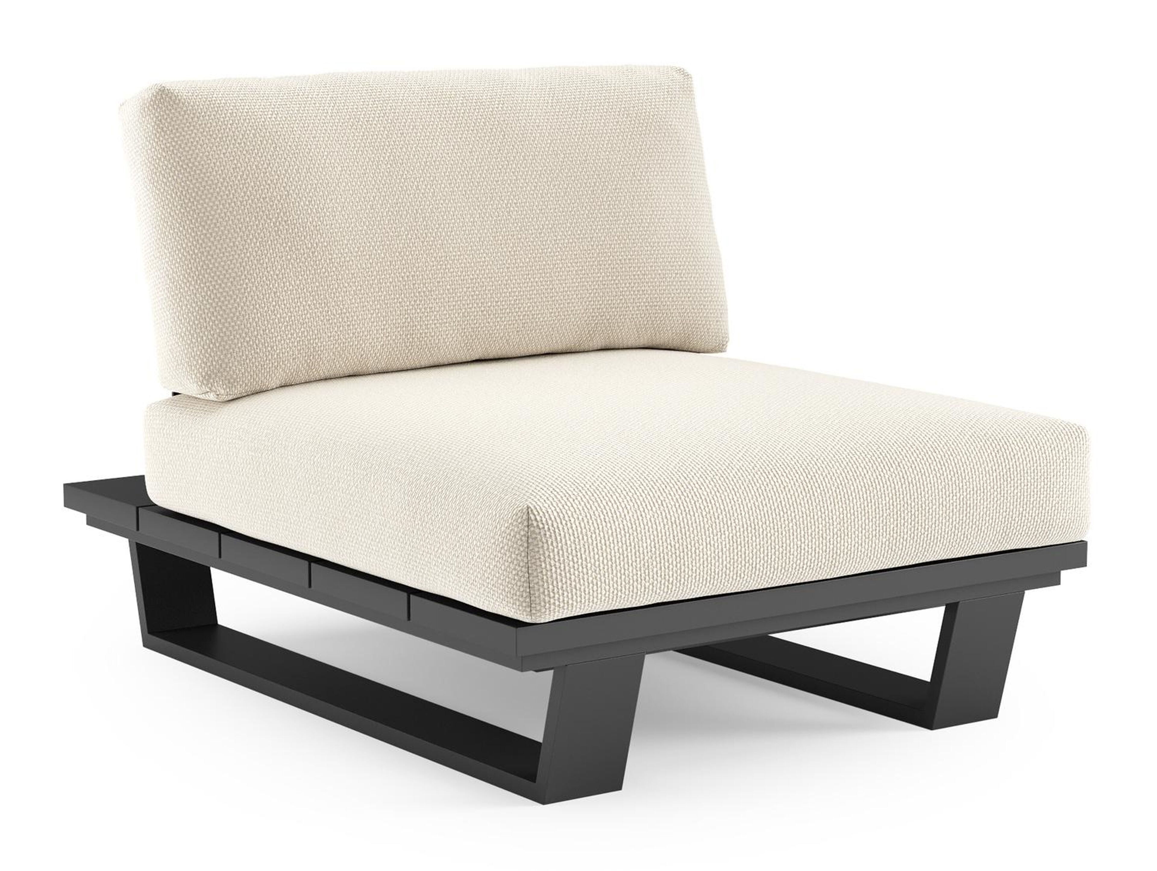 Pagino loungestoel in zwart aluminium met althea off white all weather cosytica kussen