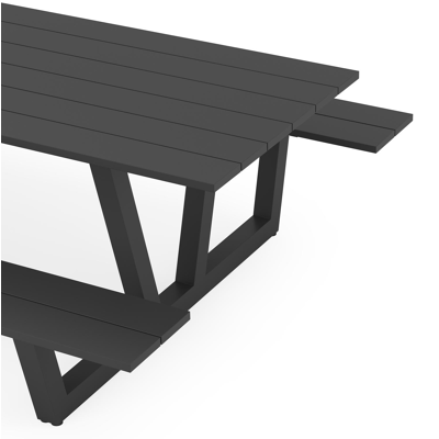 Felino picknicktafel in zwart aluminium - L 260 x B 176 x H 76 cm