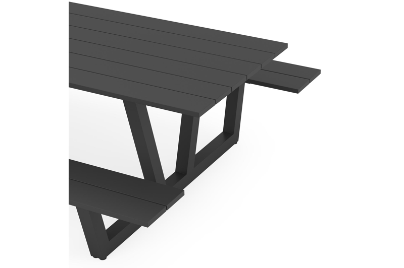 Felino picknicktafel in zwart aluminium - L 260 x B 176 x H 76 cm