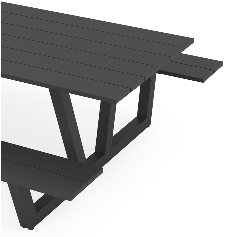 Felino picknicktafel in zwart aluminium - L 260 x B 176 x H 76 cm