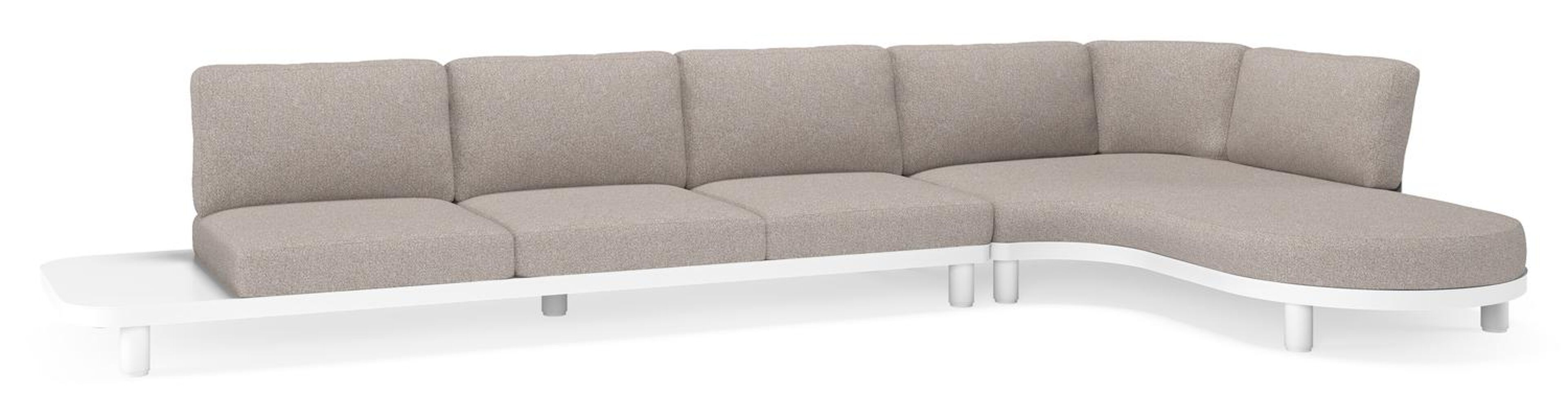 Donato loungehoek in wit aluminium met all weather sunbrella® luxe Tundra Charcoal kussen