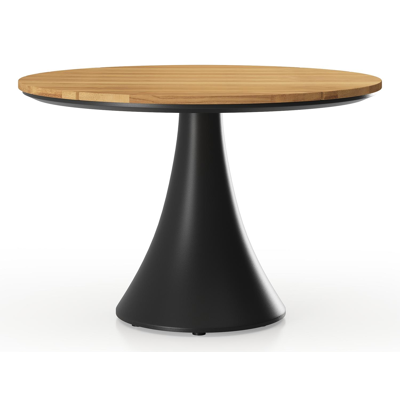 Fano low dining loungetafel in zwart aluminium en teak  - Dia. 85 x H 55 cm