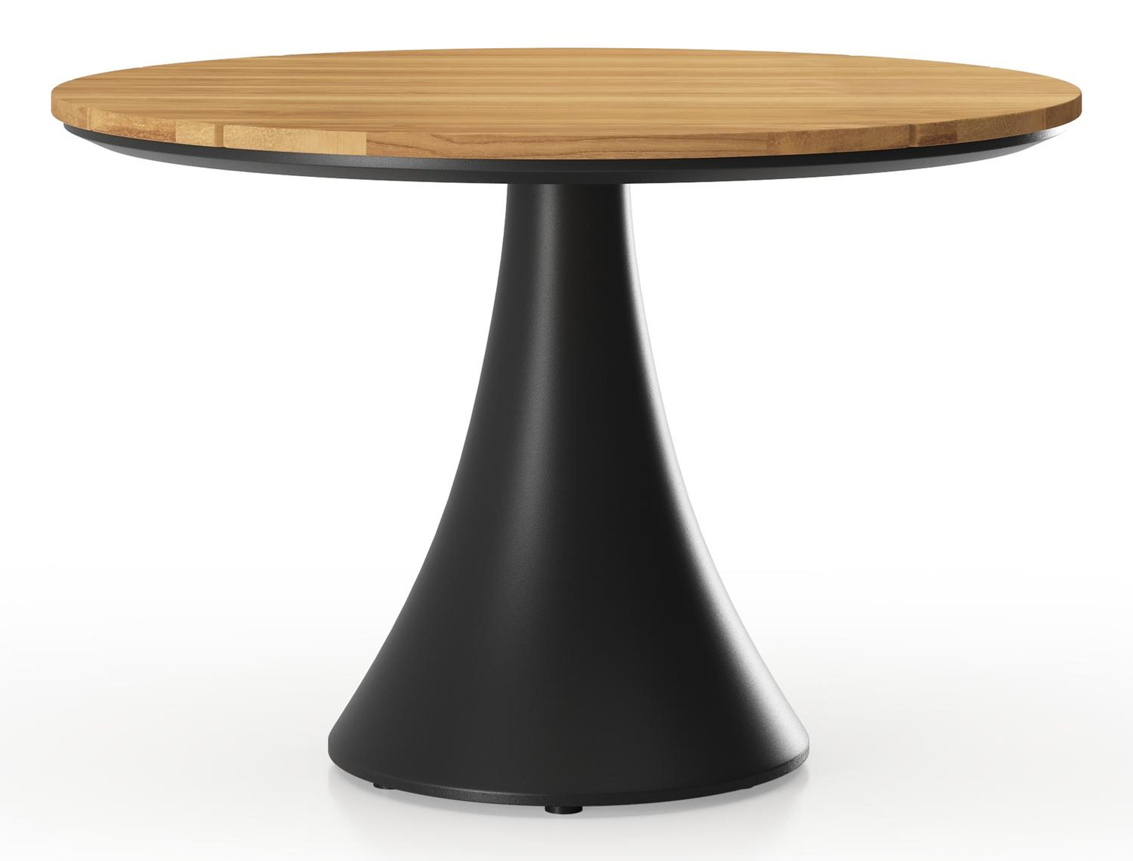 Fano low dining loungetafel in zwart aluminium en teak  - Dia. 85 x H 55 cm