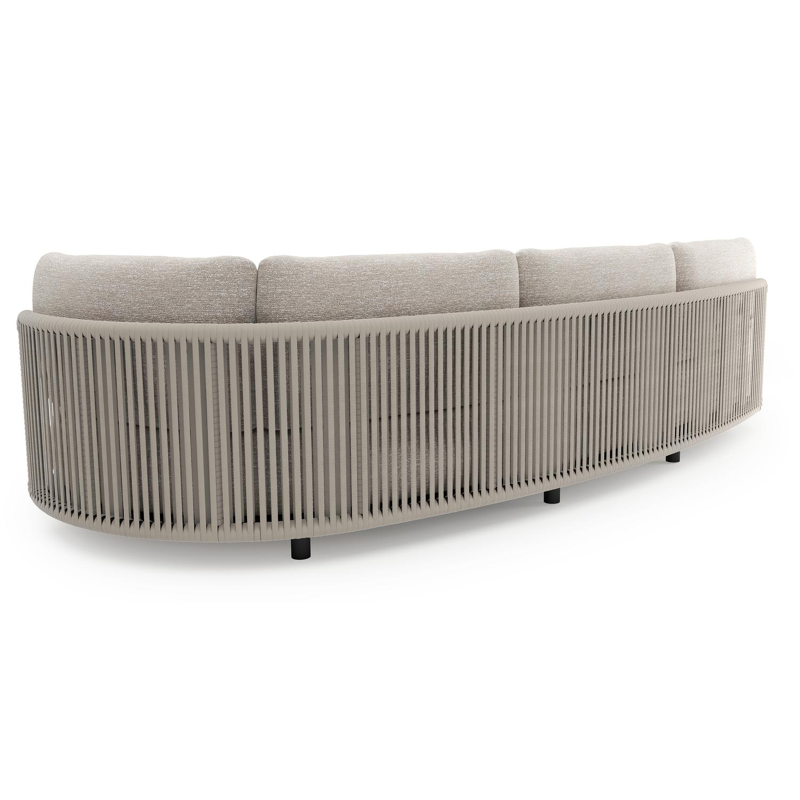 Lomano loungebank in zwart aluminium en beige verticaal geweven luxe vlakke rope met tundra sand all weather sunbrella® luxe kussen