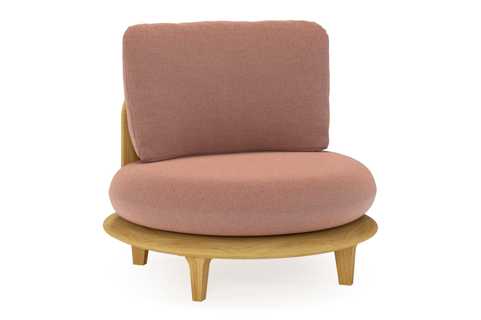 Bomero loungestoel in teak met savane rust all weather sunbrella® luxe kussen