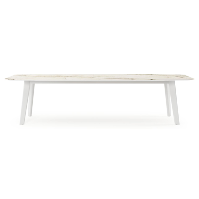 Lacrima tuintafel bootvorm in wit aluminium en volkeramiek colorado dunes - L 315 x B 115 x H 73 cm