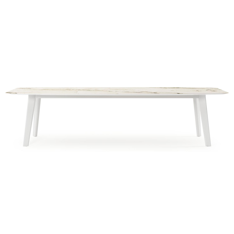 Lacrima tuintafel bootvorm in wit aluminium en volkeramiek colorado dunes - L 315 x B 115 x H 73 cm