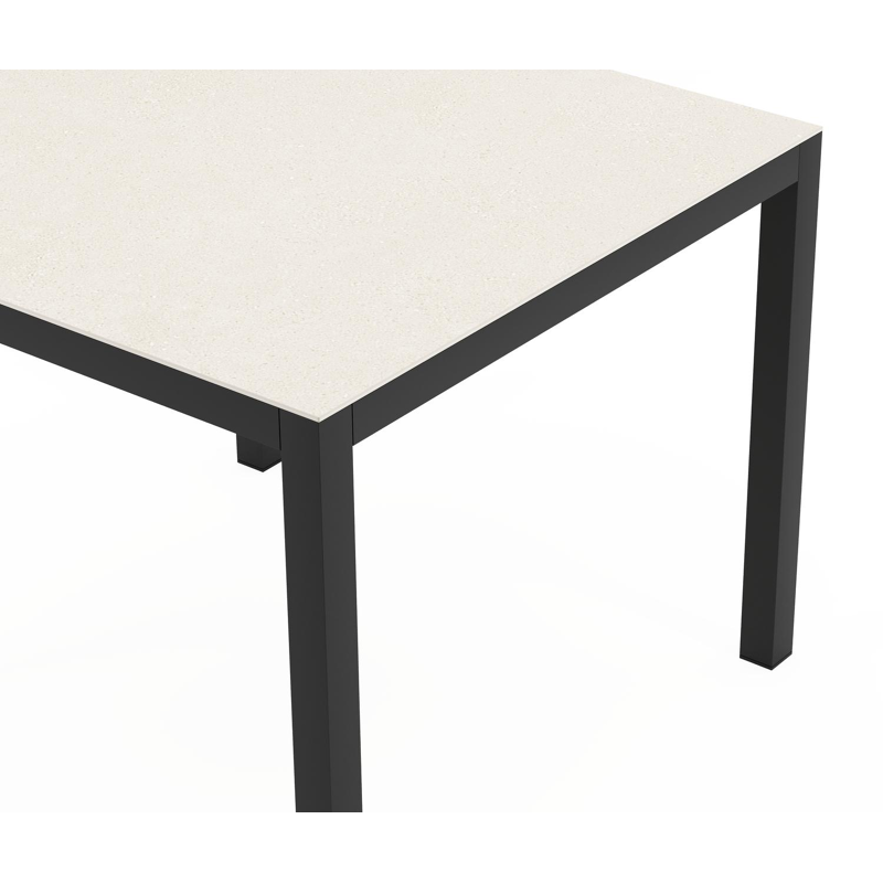 Feltro tuintafel vierkant in zwart aluminium en sintered stone crema minerale - L 92 x B 92 x H 74 cm