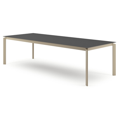 Cirello tuintafel rechthoekig in beige aluminium en volkeramiek Nero Black - L 280 x B 110 x H 74.5 cm