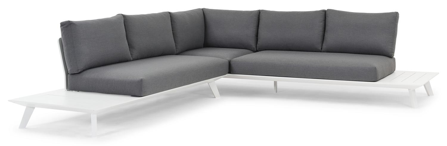 Puglia loungehoek in wit aluminium met grijs weather+ softtouch kussens