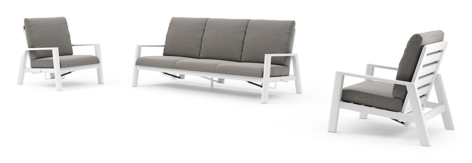 Cirello loungeset in wit aluminium met chartres drizzle all weather sunbrella® luxe kussen