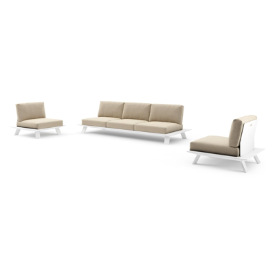 Cesano loungeset in wit aluminium met althea camel all weather Cosytica kussen